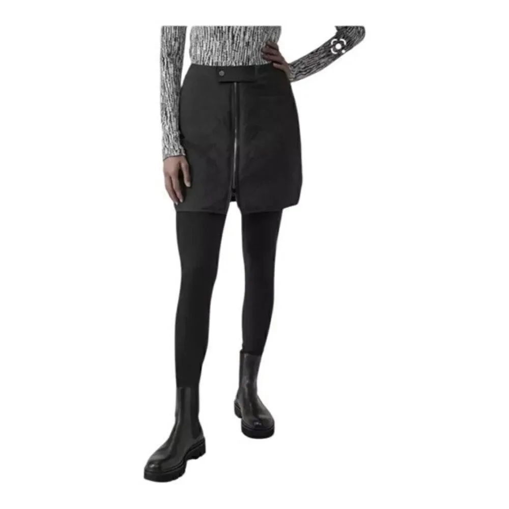 Athleta Apres Ski Skirt Black Quilted Water Repellent Pockets 6 NWOT